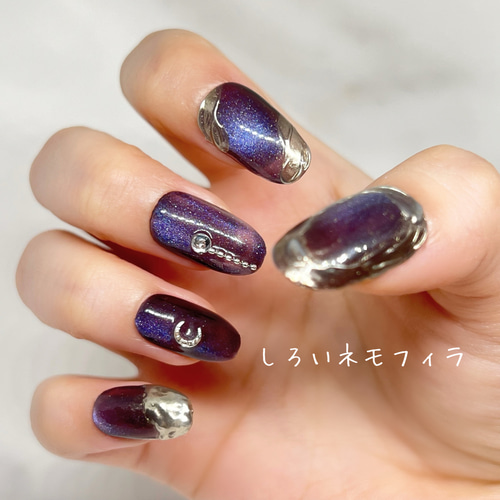 夜空 幻想的 マグネットネイル ゴールド 神秘的 星空 月 moonlit veil