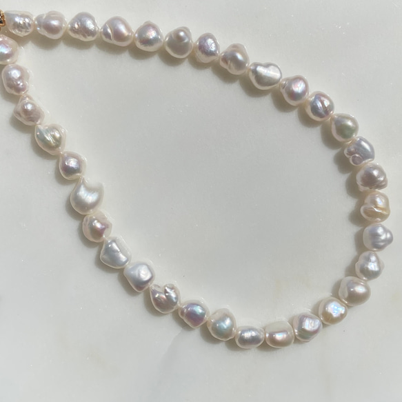 バロックパール✨淡水パールネックレス✨ショートネックレス✨38〜44cm