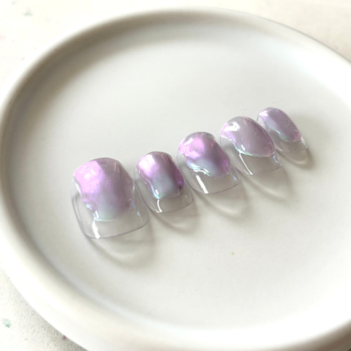 ネイルチップ うるうるニュアンスネイル パープル 3D ぷっくり