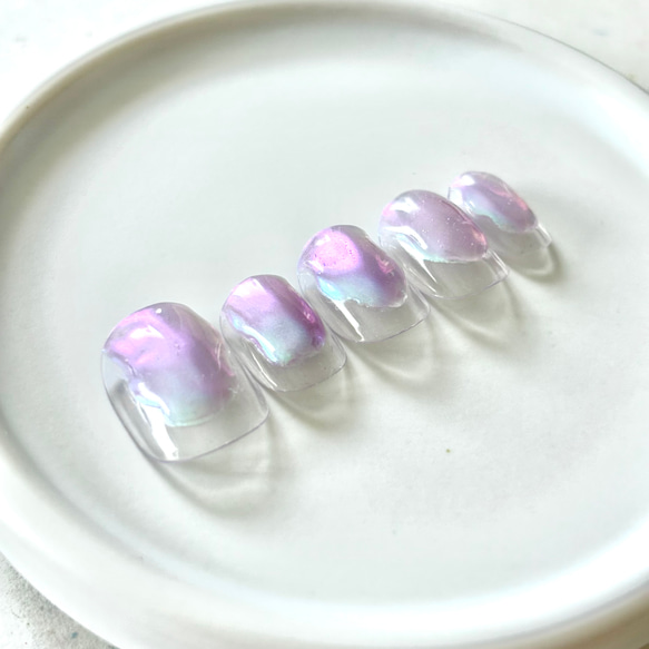 ネイルチップ 紫 ニュアンス 大人 ちゅるん うるうる ネイルチップオーダー
