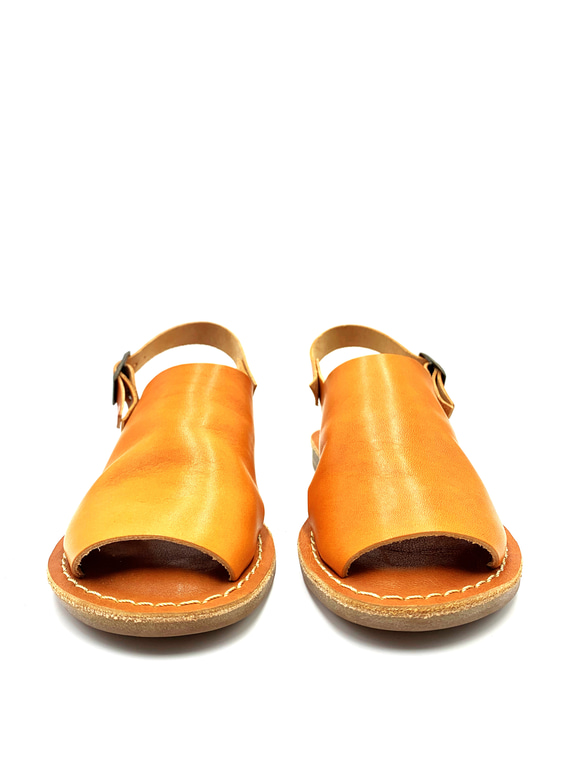 【grow naturally】ハンドメイド栃木レザーサンダル　キャメル 4枚目の画像