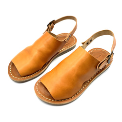 【grow naturally】ハンドメイド栃木レザーサンダル　キャメル 2枚目の画像