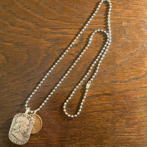 USAフランクリンハーフダラー銀貨 丸カン極太シルバー925ドッグタグ