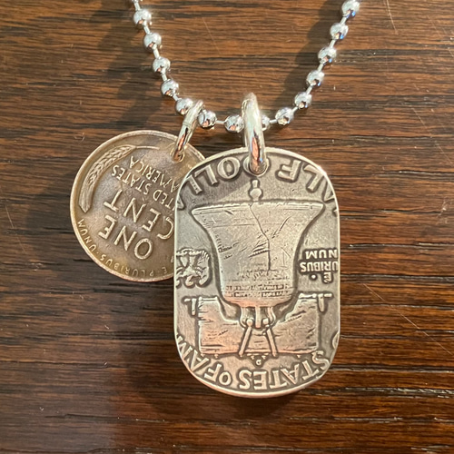 USAフランクリンハーフダラー銀貨 丸カン極太シルバー925ドッグタグ