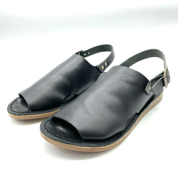 【grow naturally】ハンドメイド栃木レザーサンダル　ブラック 5枚目の画像