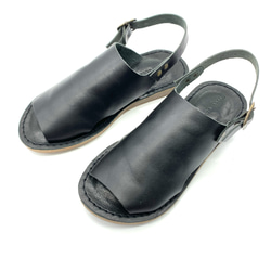 【grow naturally】ハンドメイド栃木レザーサンダル　ブラック 3枚目の画像