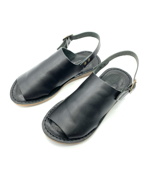 【grow naturally】ハンドメイド栃木レザーサンダル　ブラック 3枚目の画像