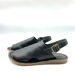 【grow naturally】ハンドメイド栃木レザーサンダル　ブラック 2枚目の画像