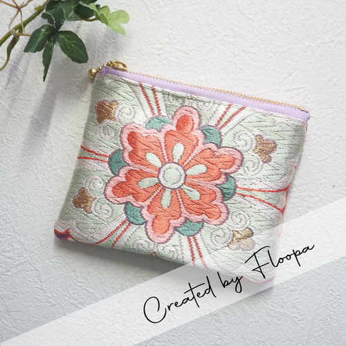 刺繍帯リメイク　ポーチ 縁起を運ぶ✧着物帯リメイクポーチmini ポーチ Floopa 通販 19261245