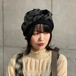 リバーシブルヘアターバンドットJQ<BK> 2枚目の画像