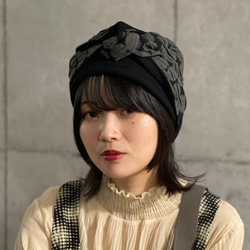 リバーシブルヘアターバンドットJQ<BK> 3枚目の画像