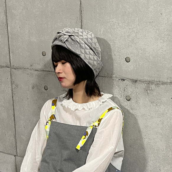 リバーリバーシブルヘアターバン幾何<GY> 3枚目の画像