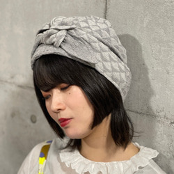リバーリバーシブルヘアターバン幾何<GY> 2枚目の画像