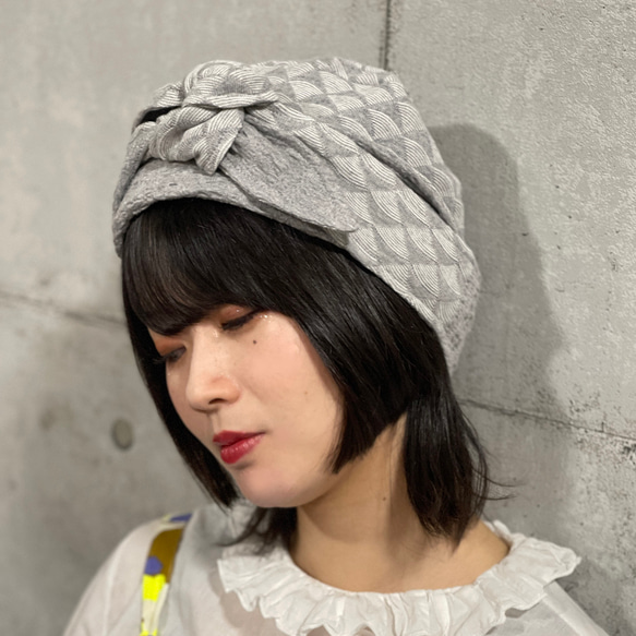 リバーリバーシブルヘアターバン幾何<GY> 2枚目の画像