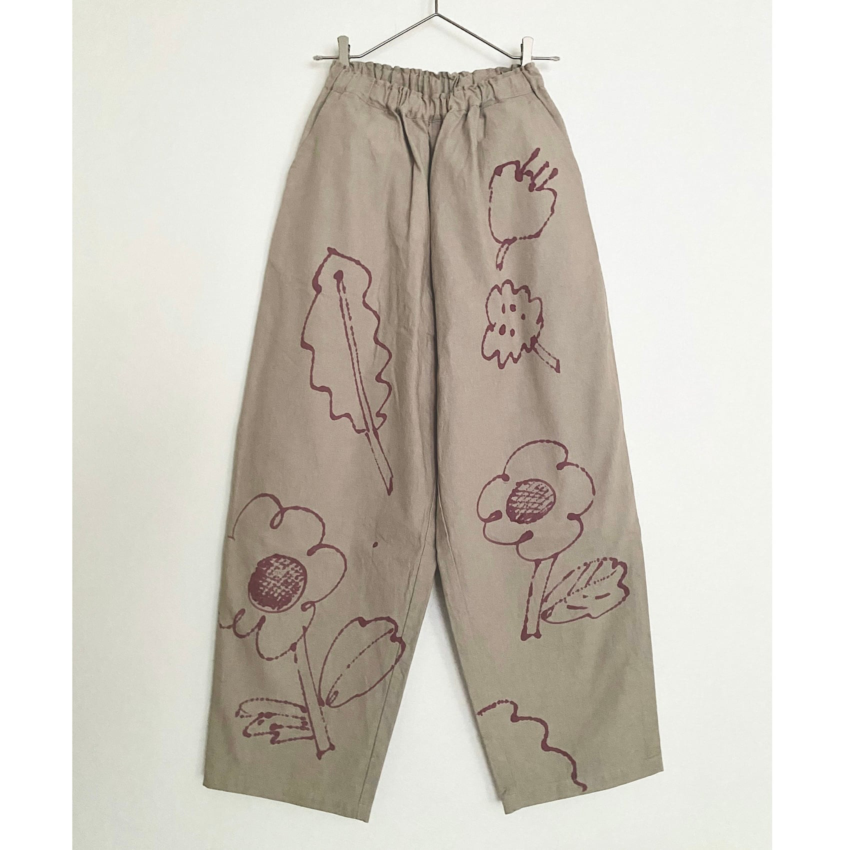 手染め デニムコクーンパンツ / beige×flower