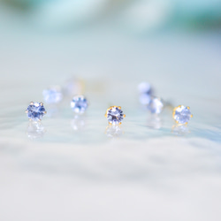 【小さなブルーサファイアの一粒スタッドピアス】青 / 3mm / 天然石 / つけっぱなしok 9枚目の画像