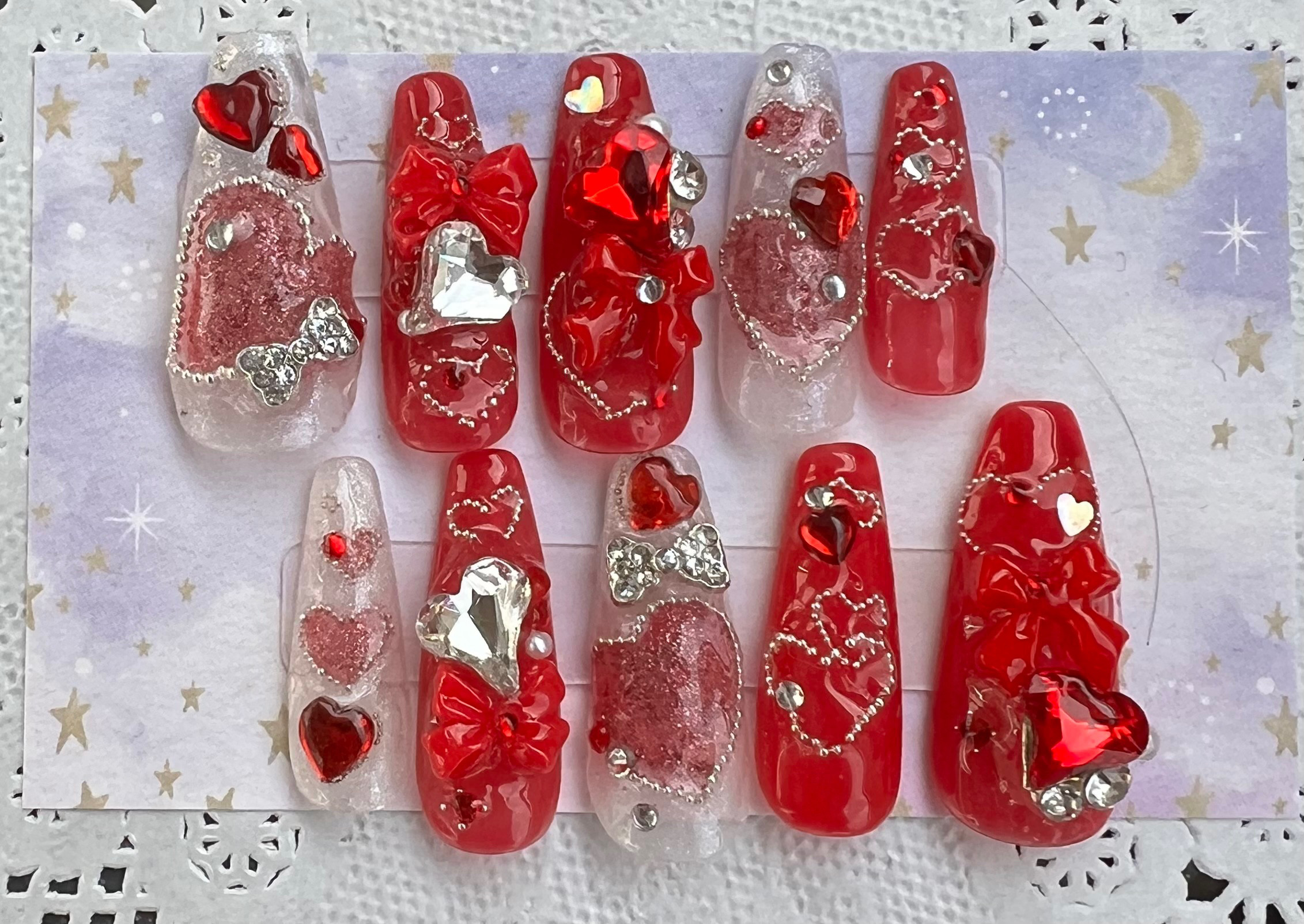 オリジナルデザイン　ネイルチップ　001 レッド