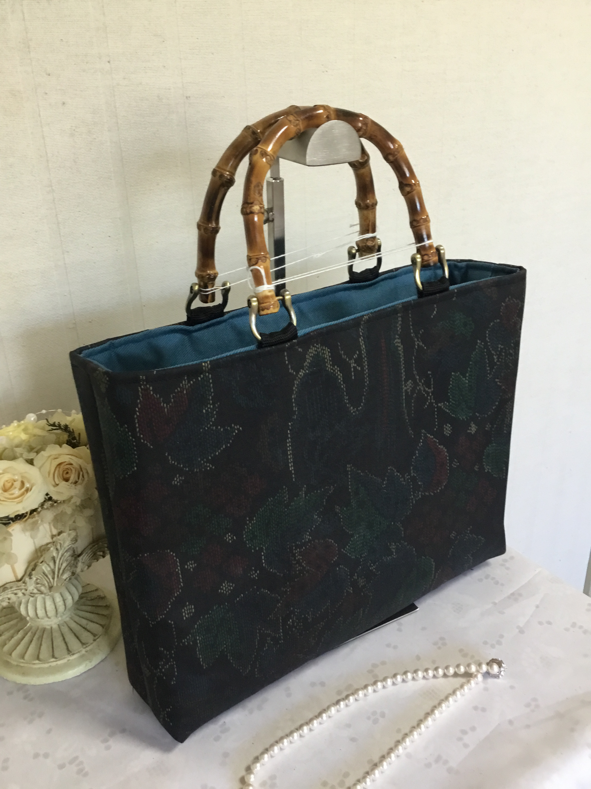 花ぷらら・オリジナル・1点物・洋服でも着物でも使える・ハンドメイド・リメイク・大島紬・カバン・トートバッグ・379