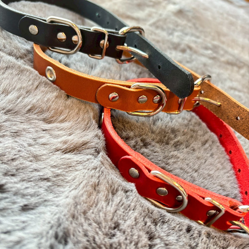 本革レザー首輪】小型犬用／Sサイズ／選べる3色〈刻-TOKI-〉愛犬に