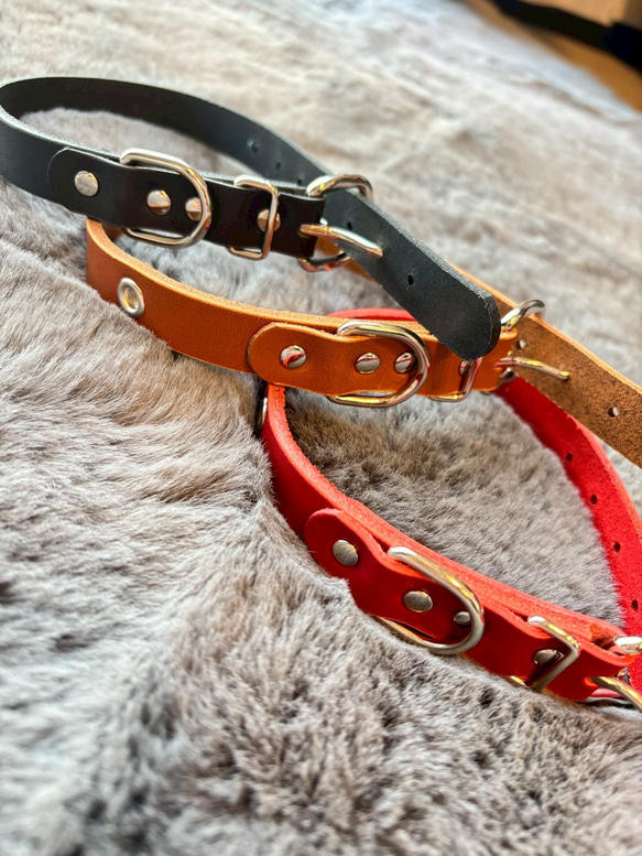 本革レザー首輪】小型犬用／Sサイズ／選べる3色〈刻-TOKI-〉愛犬に