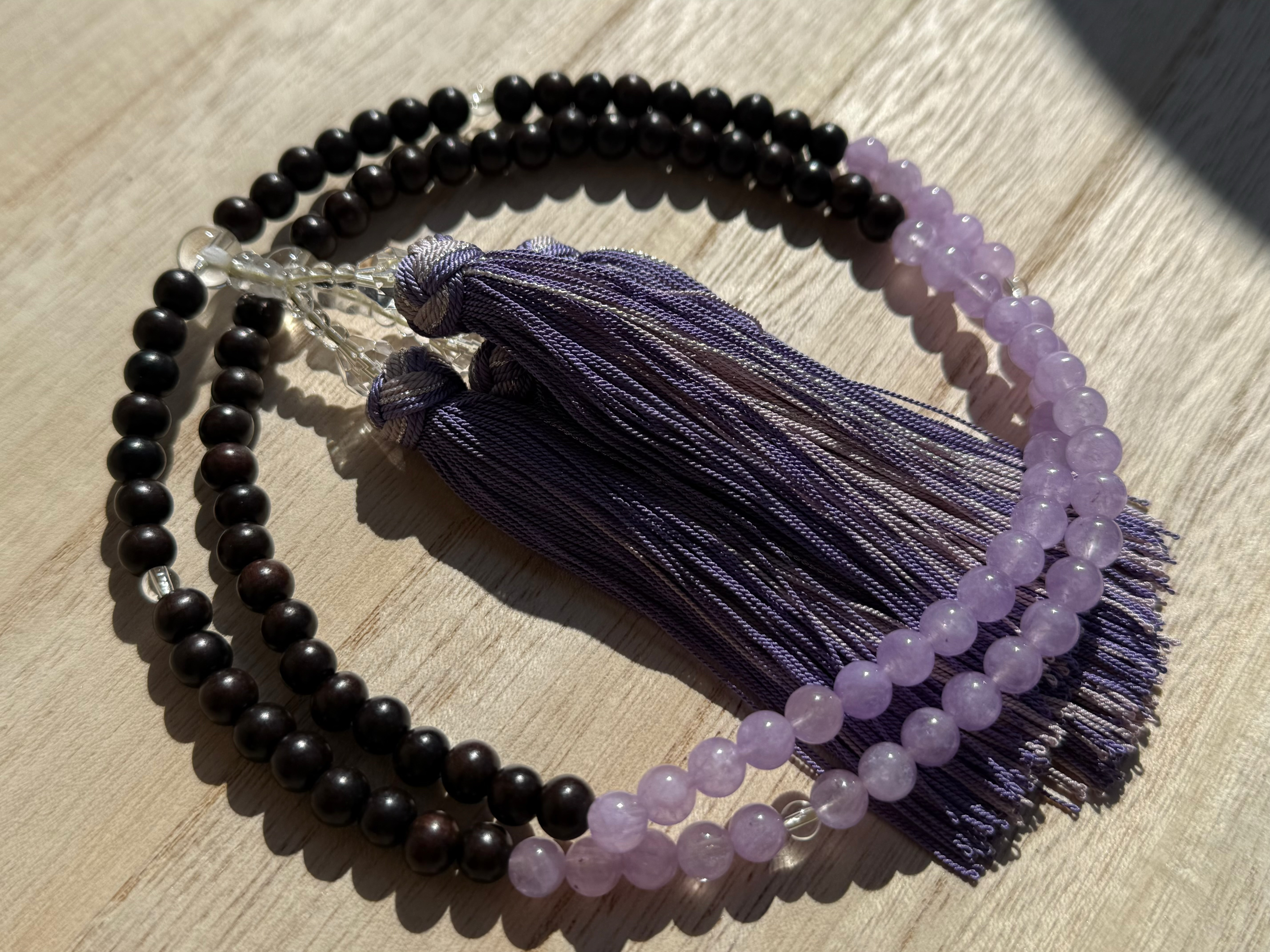 全宗派共通　108珠　本式念珠　アメジスト＆黒檀