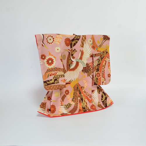 和飾り 『ミニ着物 金彩鶴熨斗』ピンク 衣桁付 その他インテリア雑貨