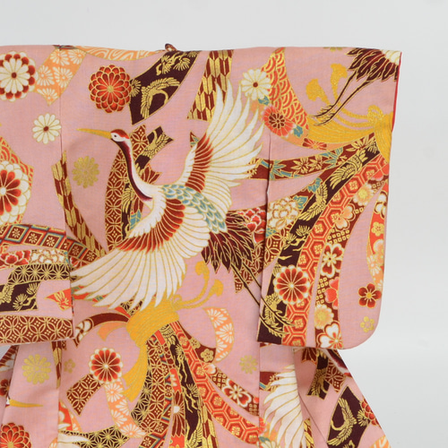 和飾り 『ミニ着物 金彩鶴熨斗』ピンク 衣桁付 その他インテリア雑貨