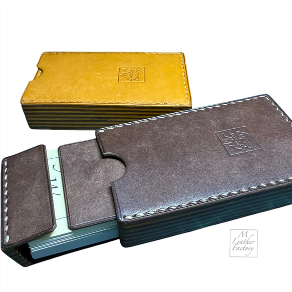 New：【積革】極厚トレイ型積み革カードケース 1枚目の画像