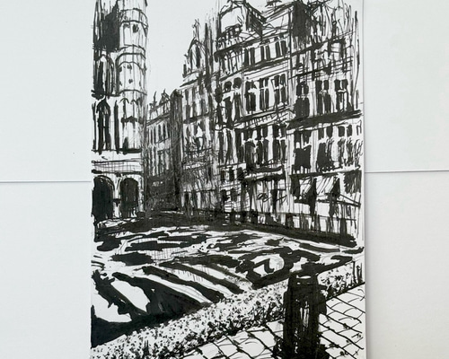 ヨーロッパ風景画 ペン画 絵画 enji 通販 19261955｜Creema