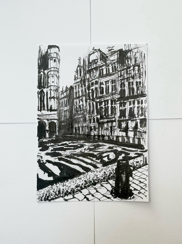 絵画 ヨーロッパ 風景画 ヨーロッパの都市景観の絵画 オリジナルのヨーロッパの壁アート