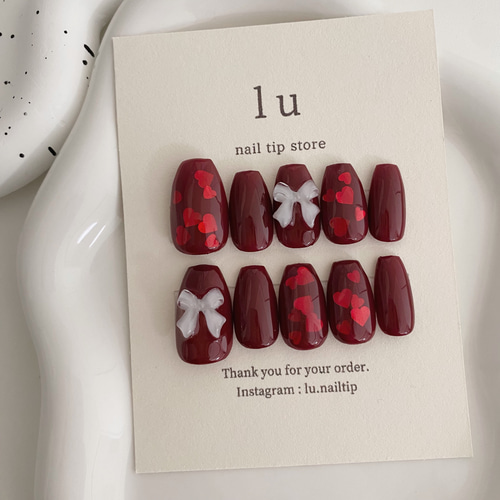 埋め込みハートホログラム♡ ハートホロネイル ネイルチップ ハート