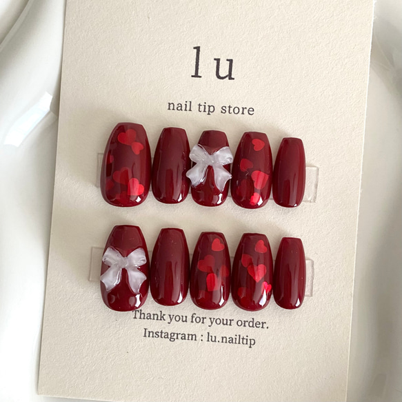 埋め込みハートホログラム♡ ハートホロネイル ネイルチップ ハート