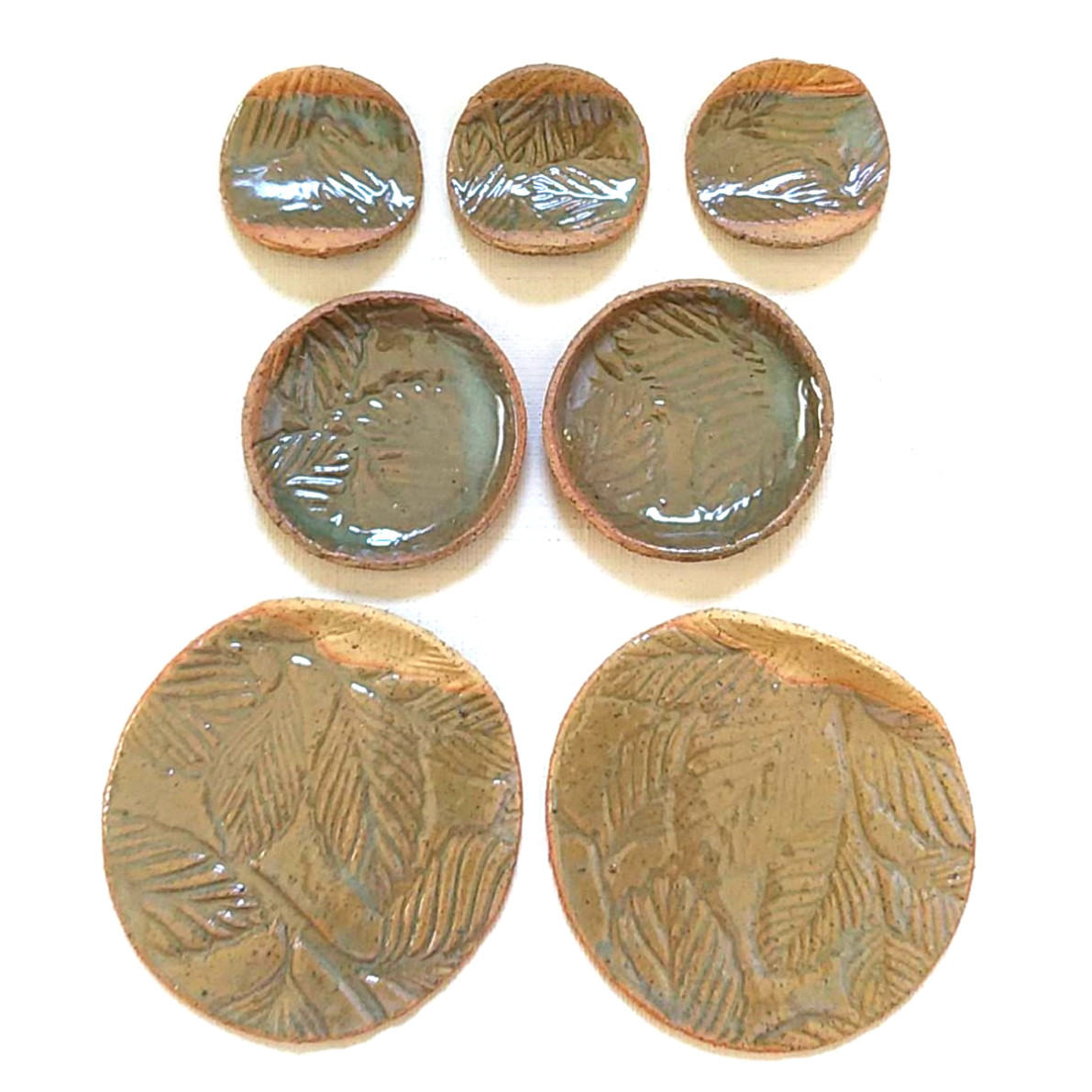 《7点セット》陶の箸置き・豆皿・菓子皿【ボタニカル(葉っぱ)】