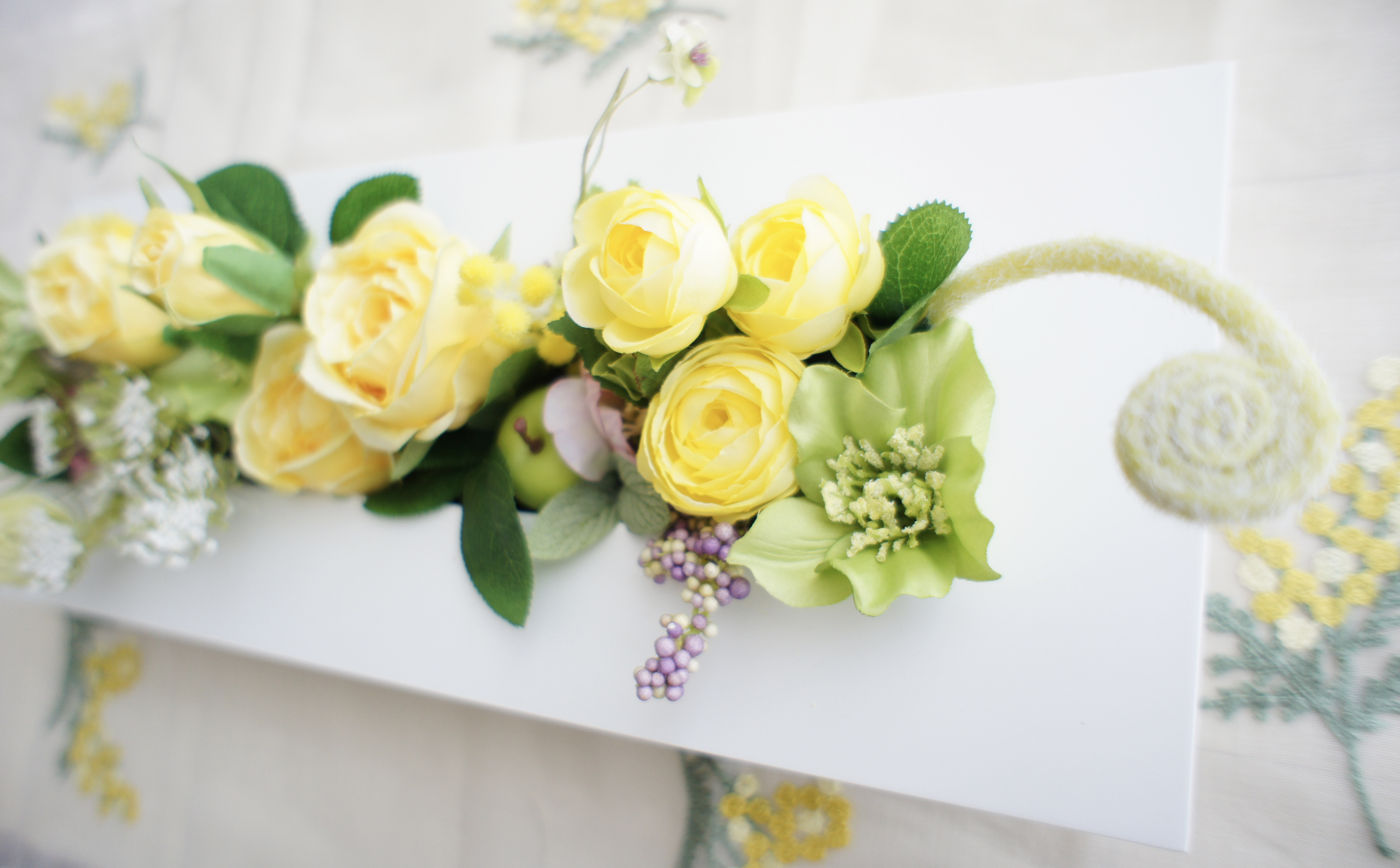 【花絵画】『絵画のようなフレームアレンジ（ビタミンイエロー）】45㎝