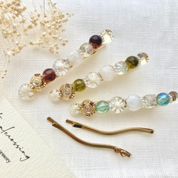 大人カラーのレジンヘアクリップとウェーブヘアピンセット ヘア