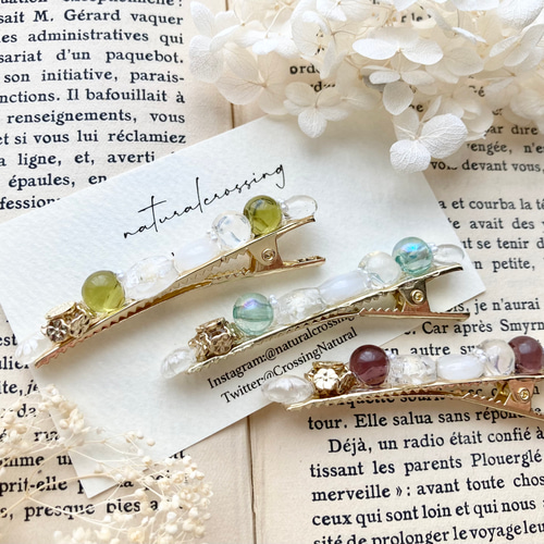 大人カラーのレジンヘアクリップとウェーブヘアピンセット ヘア