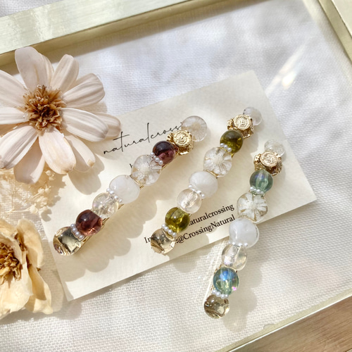 大人カラーのレジンヘアクリップとウェーブヘアピンセット ヘア