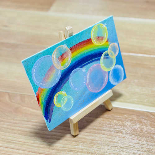 ワオキツネザル アクリル絵の具 キャンバス オリジナル 10cm】コーヒーカップ キャンバスアート カラフル アクリル