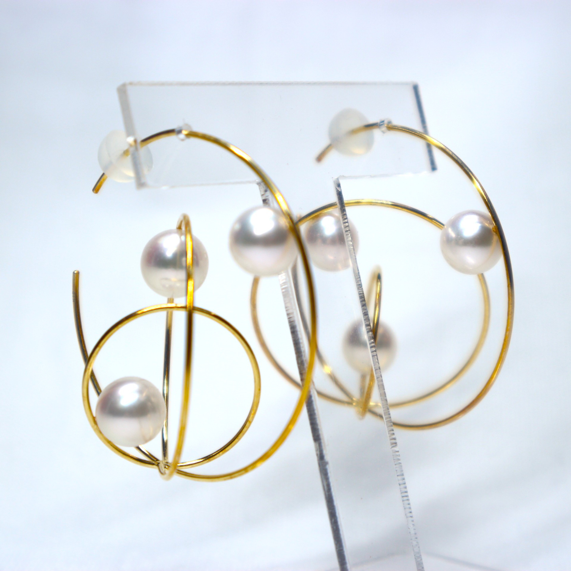 K18アコヤ真珠ピアス㊲（7.5mm珠)