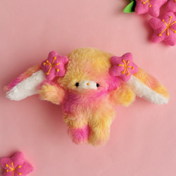 黄桃ちゃん フワフワロップイヤー♡手のひらサイズ うさぎぬいぐるみ