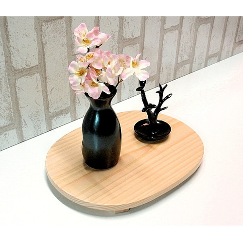 天然 木材 木製 飾り台 花台 ナチュラルウッド 楕円形 置物 桧(ひのき) 飾り台・花台 楕円型 / 木製雑貨 その他インテリア雑貨