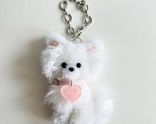 チワワ（ホワイト）名入れバッグチャーム おもちゃ・ペット小物 Chanco