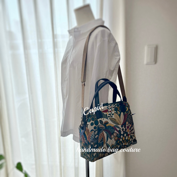 フランス華やかお洒落ジャガード織（クレオパトラ）を使ったカパっと開閉軽量2wayクラシックボストンバッグ 9枚目の画像