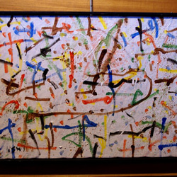 抽象画 現代アート 「彩-30」 色紙に油彩の抽象画 その他