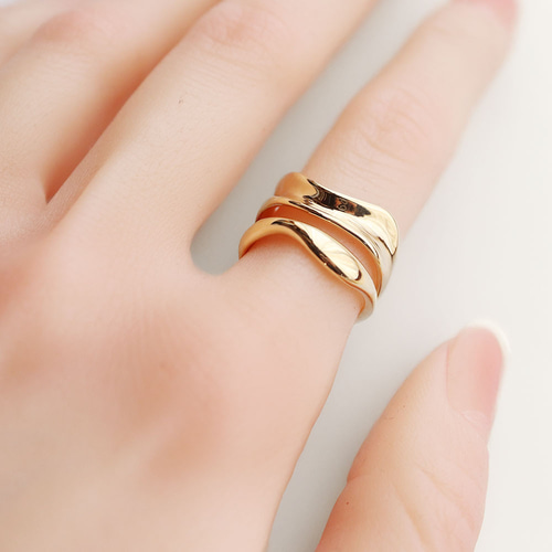 k18 指輪 K18地金 ウェーブオーブンリング 存在感のある指輪 指輪・リング Kōbō