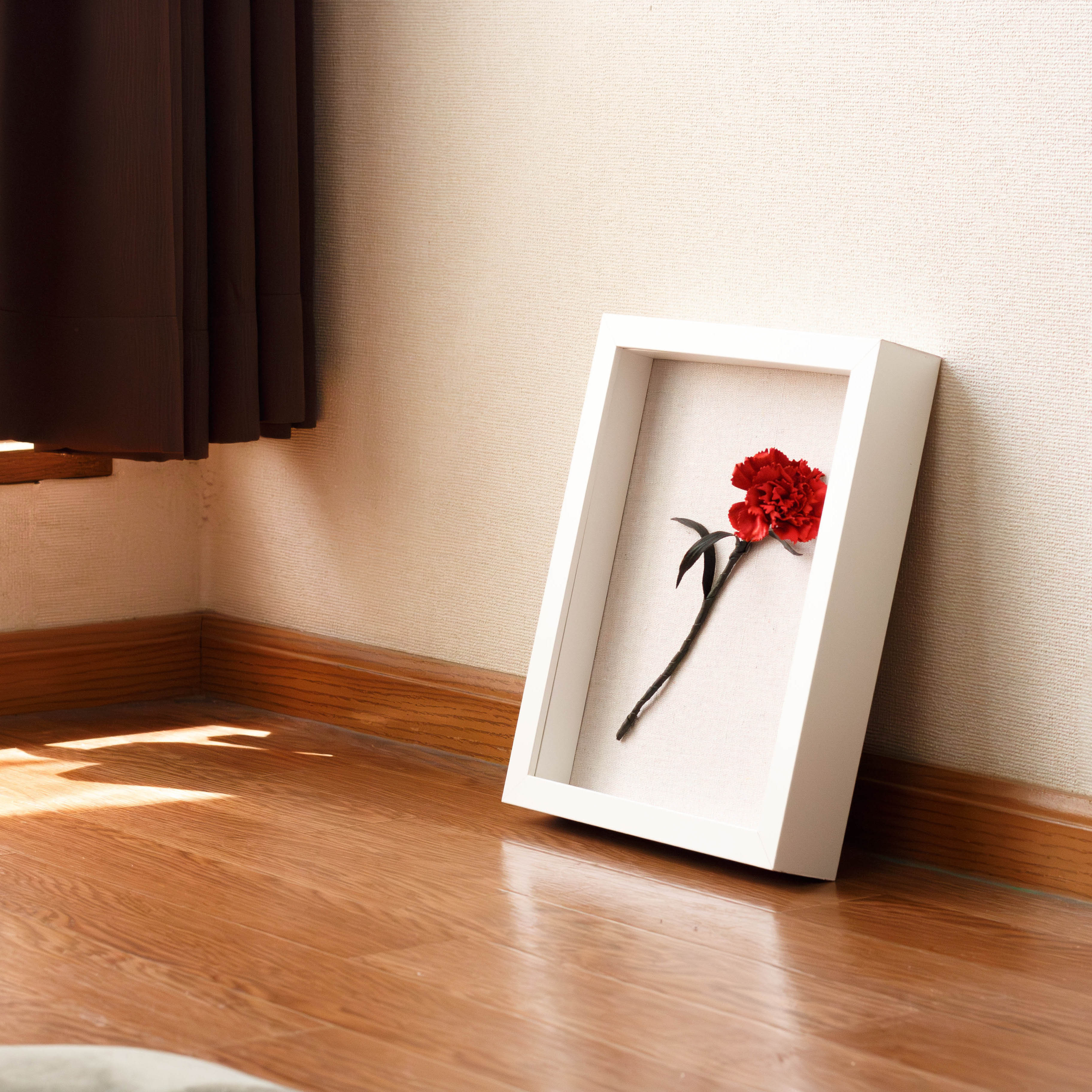 革で作ったカーネーション(レッド)