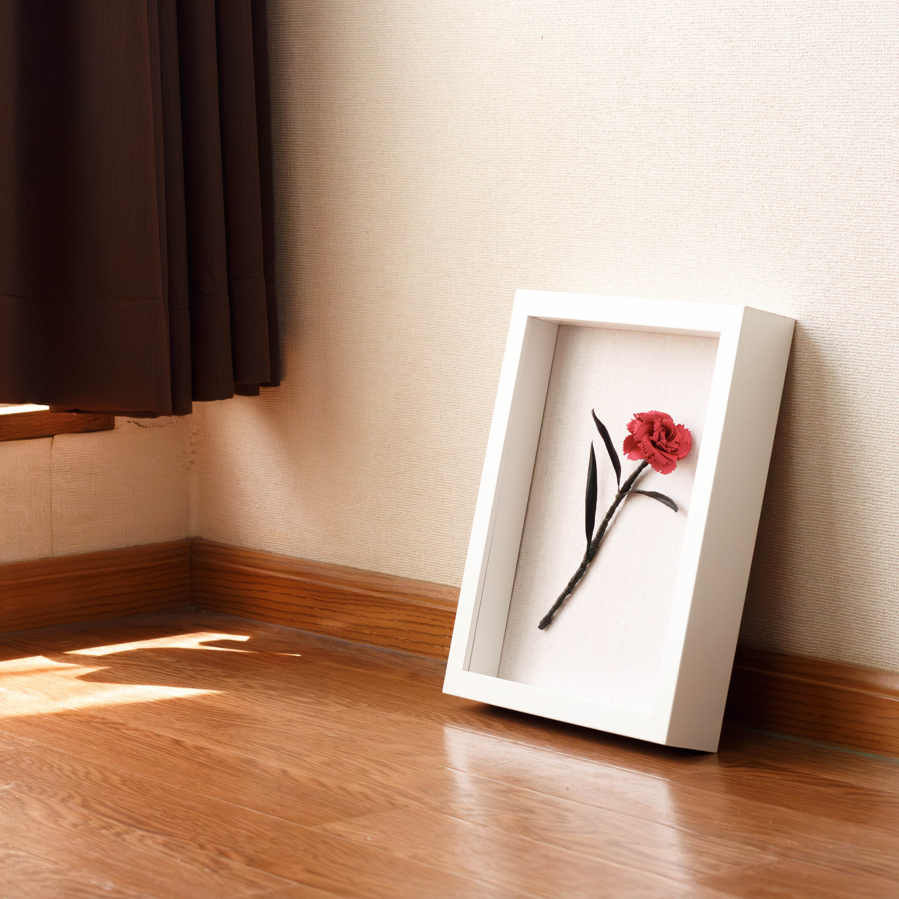 革で作ったカーネーション(ピンク)