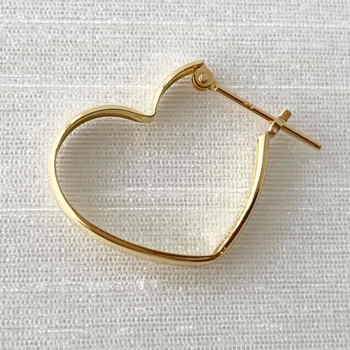 地金＊18金【2×16mm ハートフープピアス 大】イエローゴールド