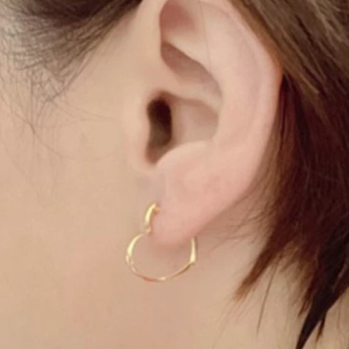 地金＊18金【2×16mm ハートフープピアス 大】イエローゴールド