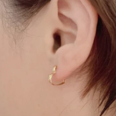 18金【2×12mm ハート♡フープピアス 】イエローゴールド K18刻印入